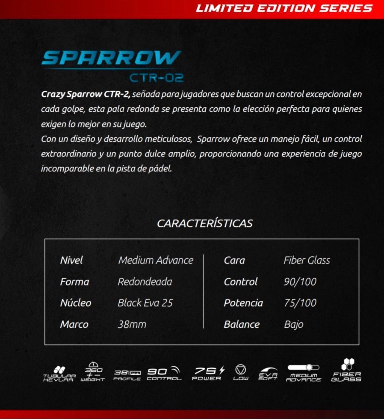 Pala de Padel Crazy Sparrow CTR-02 - spec image