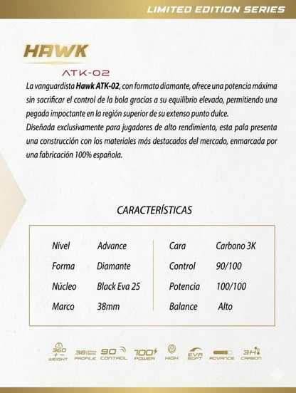 Pala de Padel Crazy Hawk ATK-02 - spec image